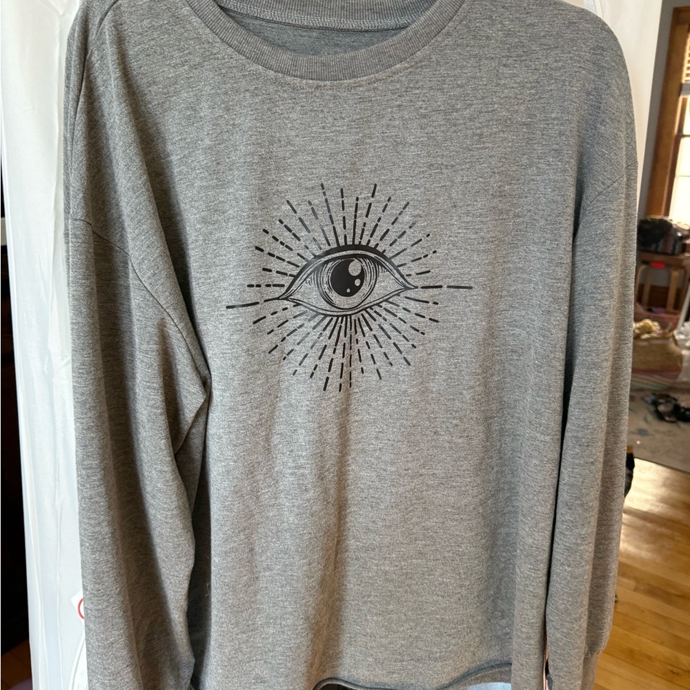 Gray Sweatshirt with Eye Design